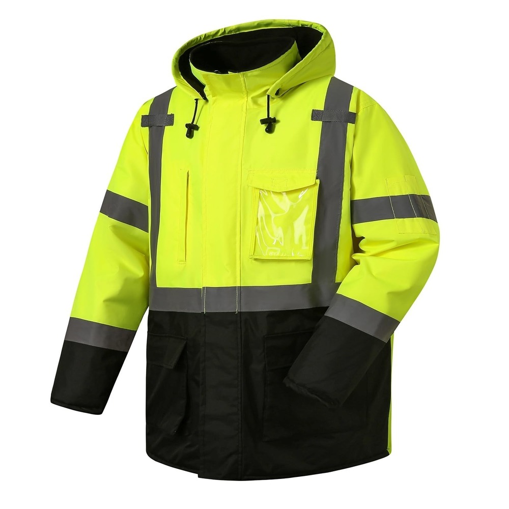 SKSAFETY Hi Vis Reflective Jacket - Waterproof Parka Men with Large, 4XL